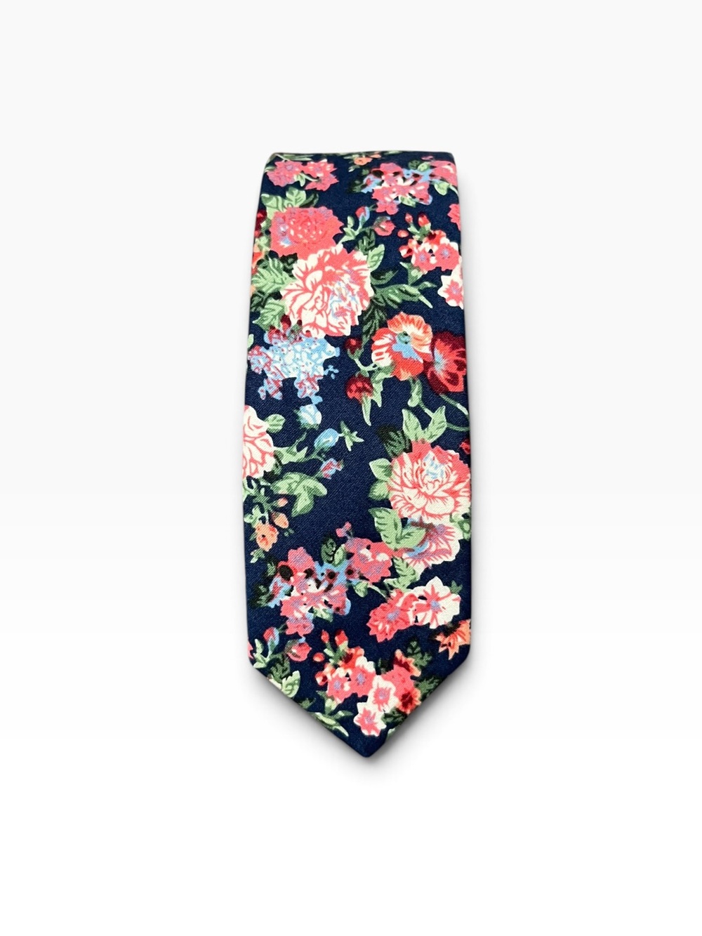 Penguin Navy Floral Men's Tie with Pink & Green Accents